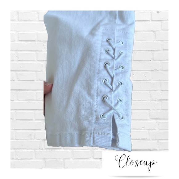 Sexy Jennifer Lopez White Lace Up White Mid-Rise 5 Pocket Jeans Women’s Plus … - Picture 4 of 10